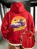 Halloween, Christmas Men'S Hoodie, 88MPH Retro Sports Car Explosion Print And American Retro Sci-Fi Car Trendy Style, Suitable for