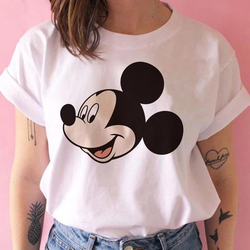 Disney Funny Mickey Tshirt Minnie Mouse Cartoon T-shirt Printing Women Tshirt Female Clothes Kawaii Summer Girls Clothing