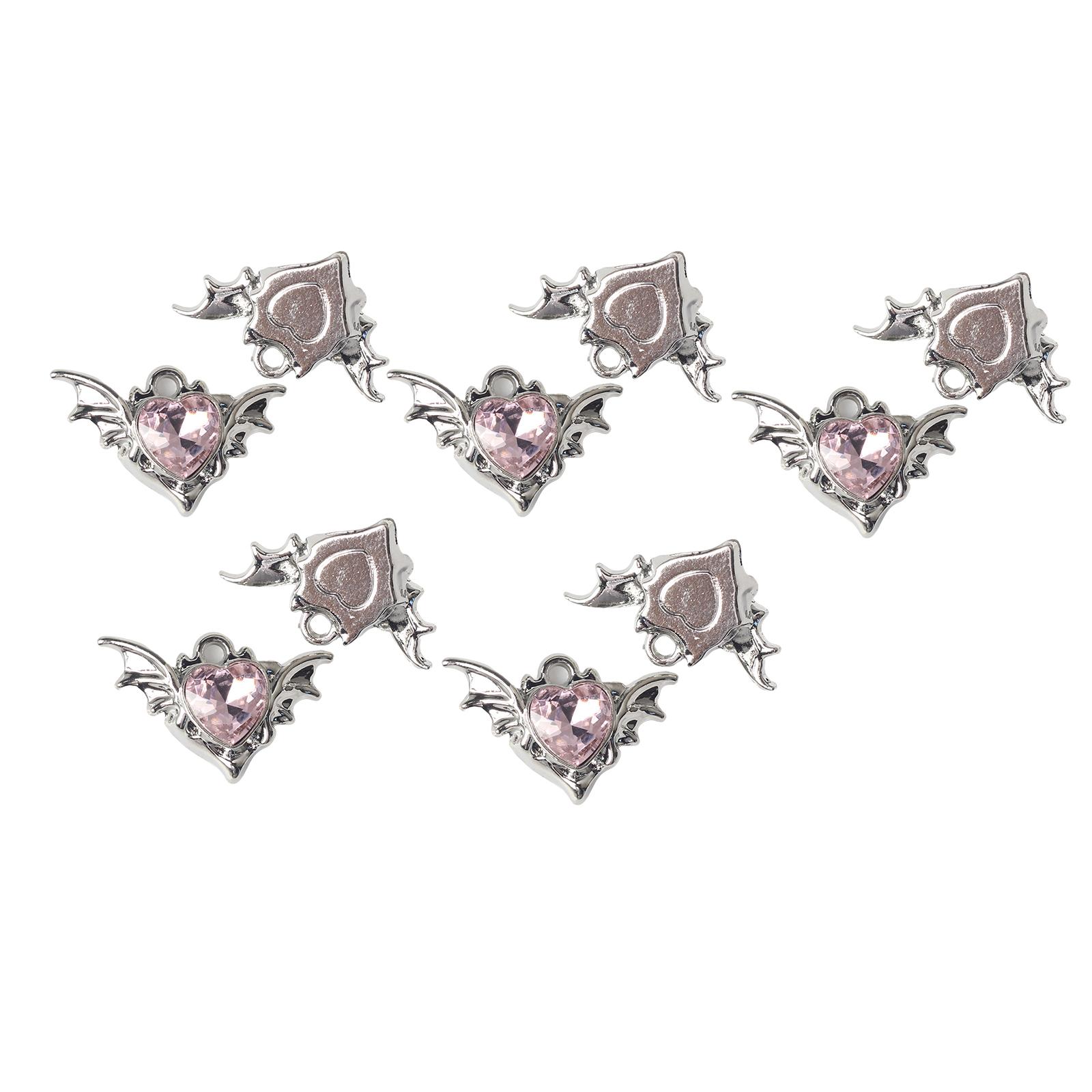 

Набор из 10 шармов в виде сердца с крыльями летучей мыши для ожерелья, браслета, циркониевые подвески, аксессуары для бижутерии ручной работы для любителей рукоделия F