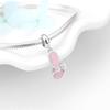 Real 925 Sterling Silver Pretty Dance Shoe Enamel Pink Pendants Fit Bracelet Beads Fashion Jewelry Accessories Wholesale Jewelry