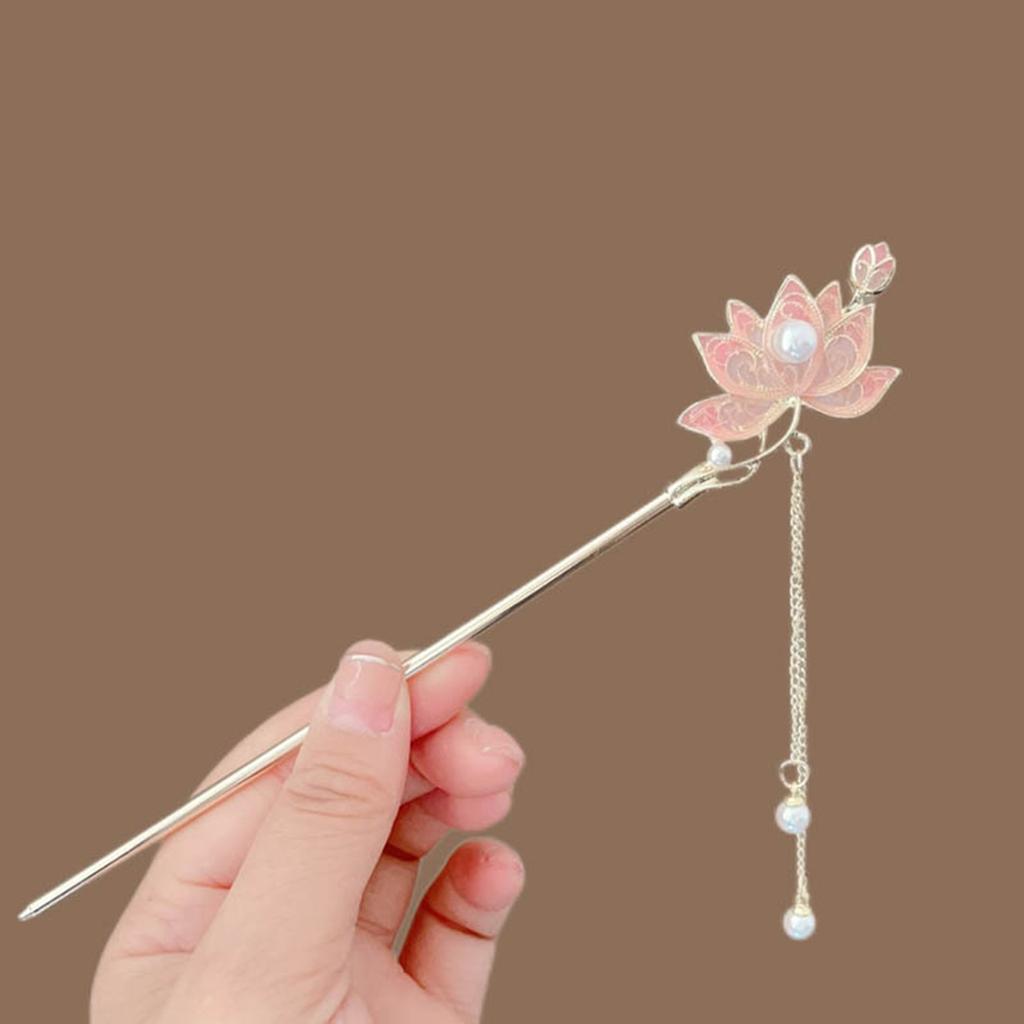 Chinese Style Lotus Hair Sticks Chinese Style Alloy Lotus Simple Hairpin Suitable for Girls Hair Accessories