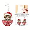 European and American Christmas Cat Snowflake Pendant Earrings – Double-sided Cartoon Women's Acrylic Fashion Jewelry