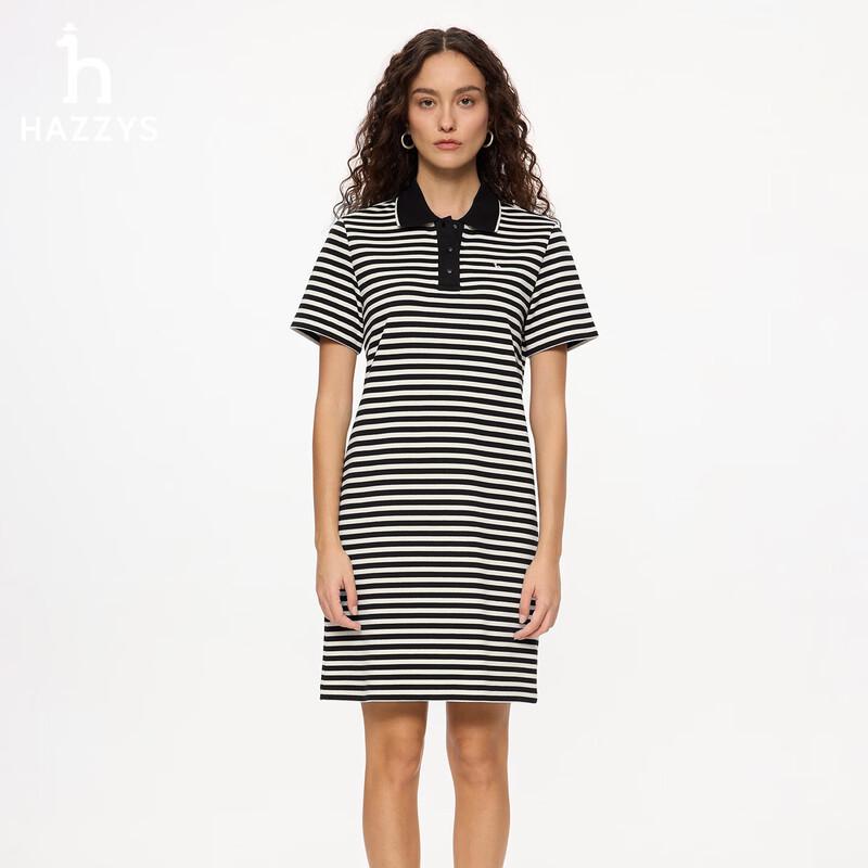 HAZZYS Women s Striped H-Line Polo Dress M
