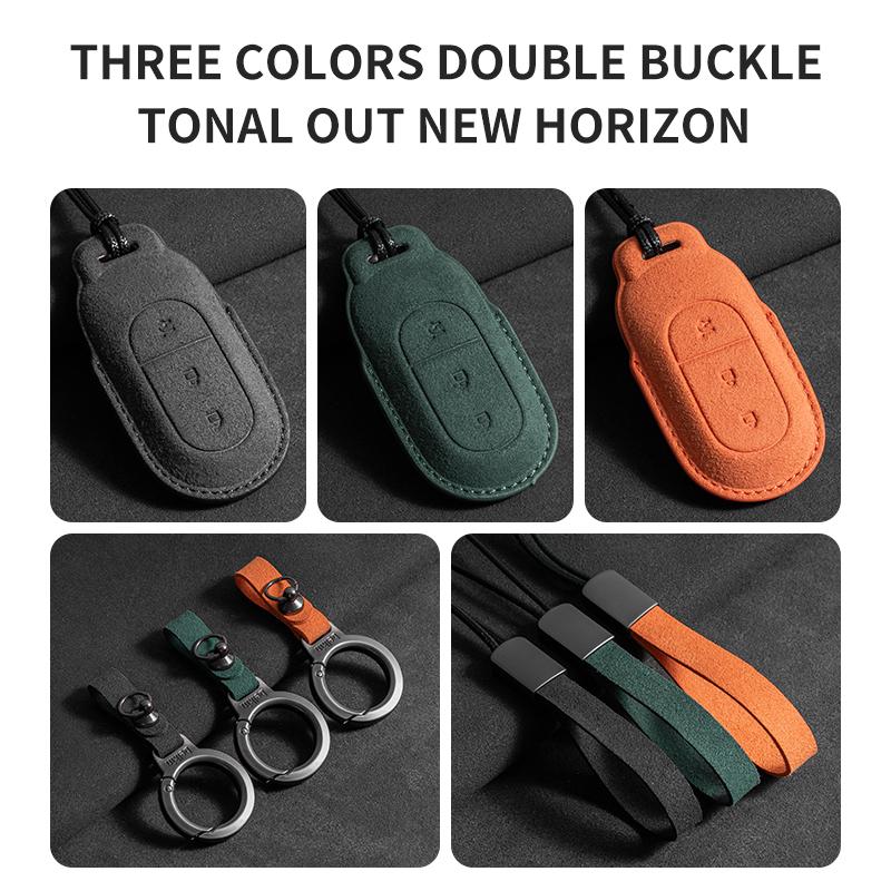 Leather Car Key Case Cover Protector Shell Fob Accessories for Leapmotor T03 S01 C11 Auto Key Shell Fob Protector Suede Keychain