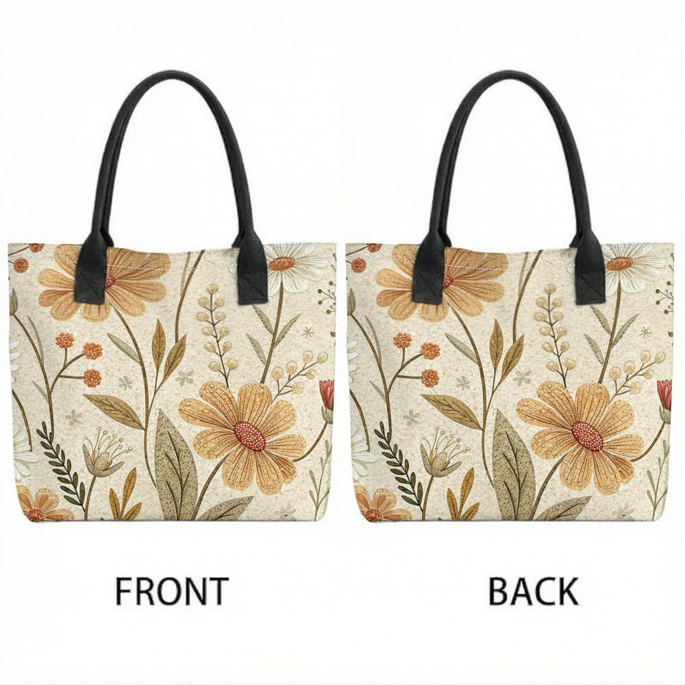 Boho Floral Print Tote Bag Casual Lightweight Large Capacity Ladies Daily Handbag