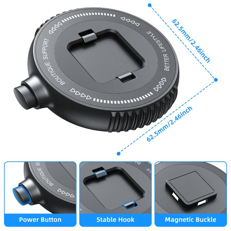 Multifunctional Magnetic Snap Phone Mount Works On Any Flat Surface 360° Rotation Universal For Car Home Motorcycle
