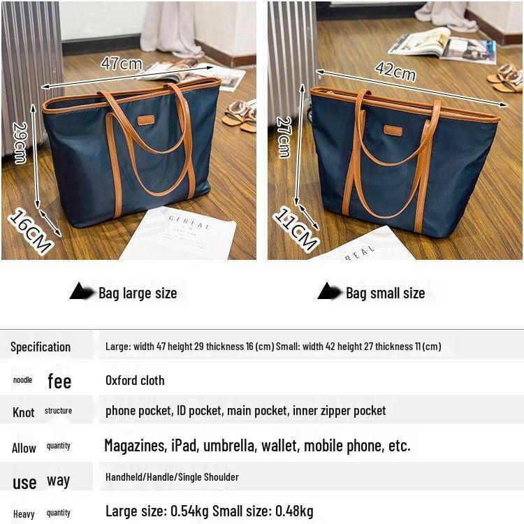 Women's Waterproof Oxford Canvas Shoulder Tote: Stylish, Simple, Large Handbag for Commuting