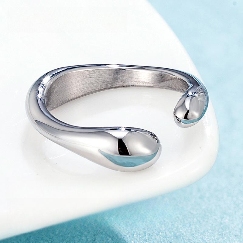 Irregular Geometric Opening Ring Niche Simple And Versatile Women'S Ring Jewelry Electroplated Titanium Steel A