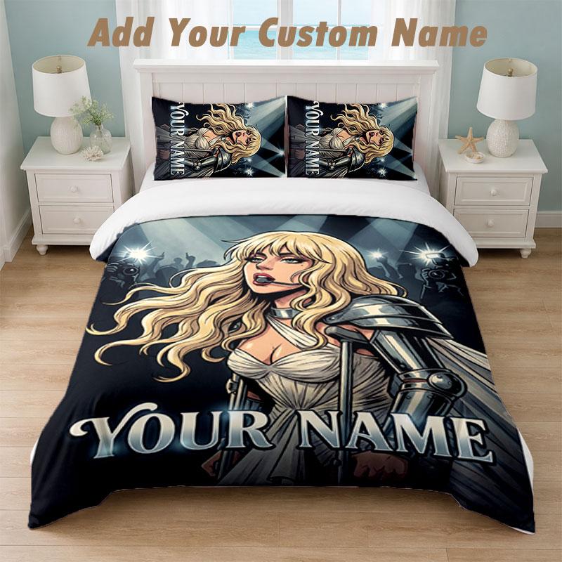 Bedding Set 1 Duvet Cover 2 Pillowcases Lady Gaga Print Soft Bed Linen Bedroom Decor
