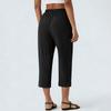 Women’s Wide Leg Cropped Pants Relaxed Fit High Waist Trousers with Pockets Button Closure Lightweight Material