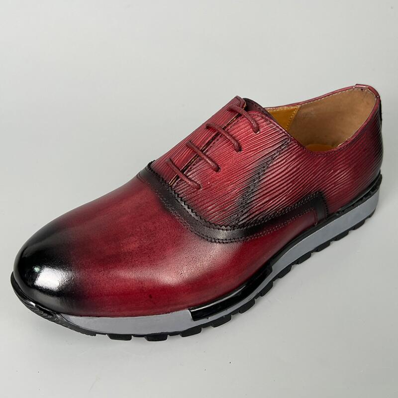 

Fashion New men s autumn casual shoes Handmade leather shoes Retro fashion leather shoes high-end outdoor men s shoes zapatos sapat a49 38 вина червоного кольору
