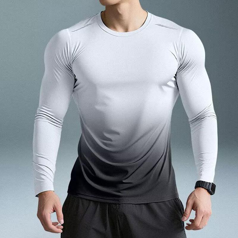 Men s Quick-Dry Long-Sleeve Fitness Top - Breathable, Sweat-Absorbing, Tight-Fit for Running & Training L белый