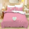 Home Textiles Three-Piece Valentine'S Day Pink Cartoon Digital Printing Quilt Pillowcase Bedding