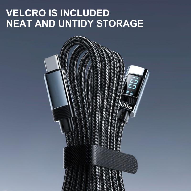 Schnelles 240W USB C Displaykabel Multifunktions-USB Typ C Schnellladekabel mit LED-Bildschirm Biegbares Ladekabel 1M/2M