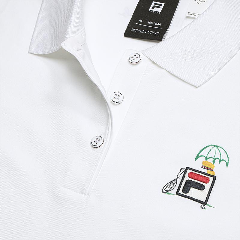 FILA Tennis Artist Short Sleeve Polo Shirt Fashion Simple Classic Casual Comfortable Women tops Jade-White A11W633118FWT