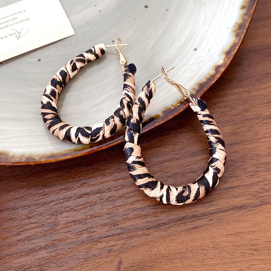 Silbernadel Leopard Harz Geo Runde Ohrringe, Retro Myer Stil, Nischen Design für Frauen