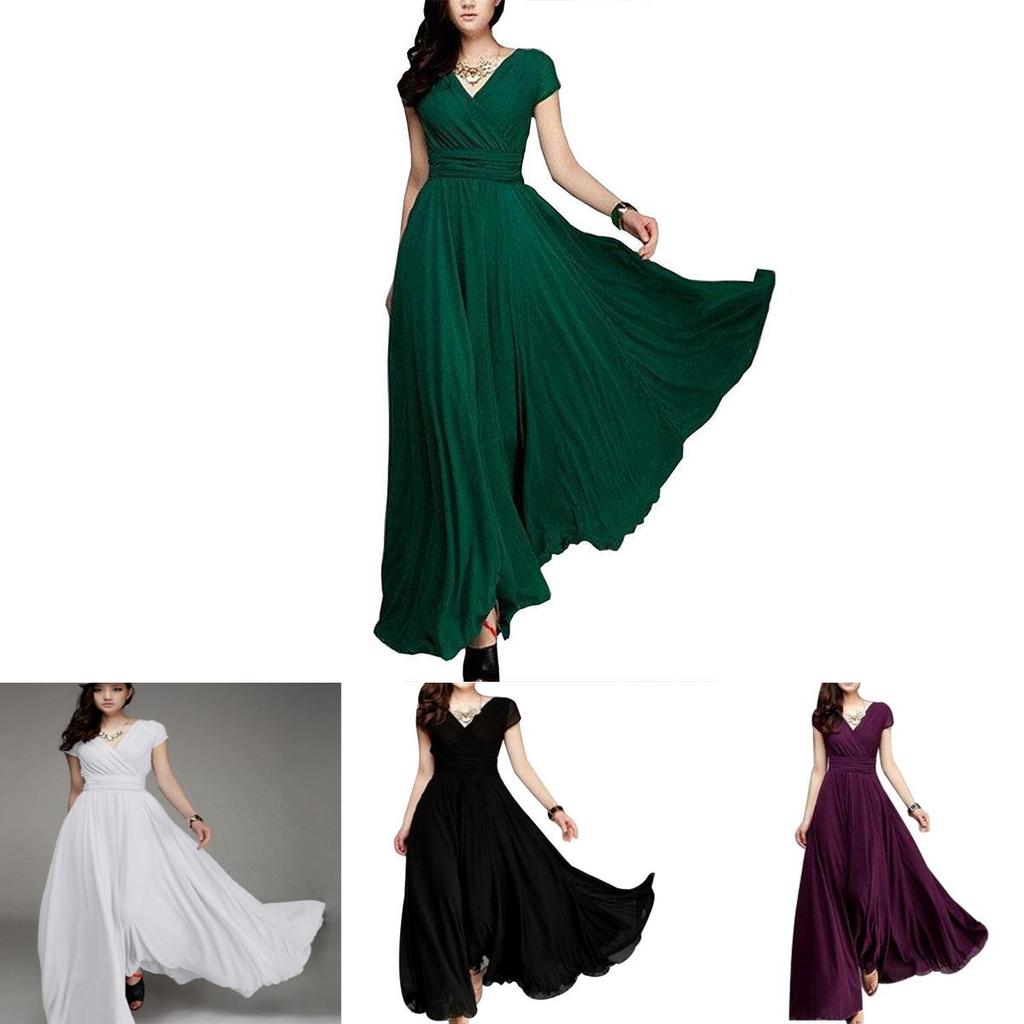 Elegant Women Long Formal Evening Prom Party Bridesmaid Chiffon Ball Gown Cocktail Dress For Special Occasions