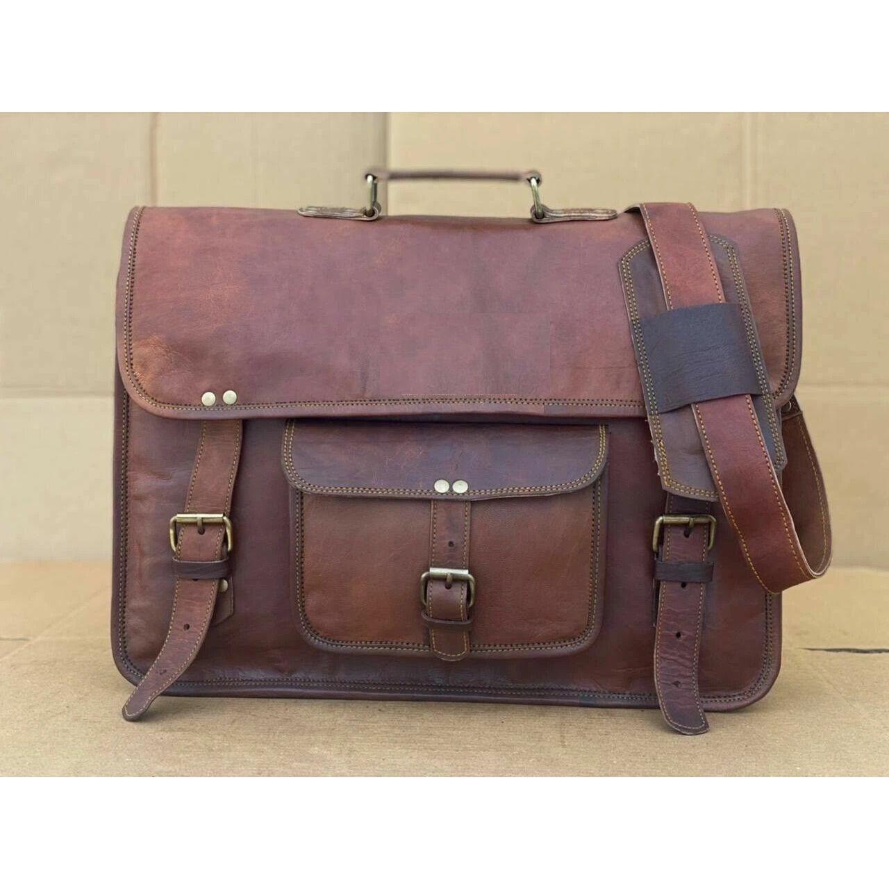 

Кожаная сумка-мессенджер через плечо для ноутбука, портфель, новая мужская 18 x 14 x 6 in