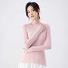 Women's 100% Pure Wool Semi-High Neck Slim-Fit Long Sleeve Sweater