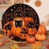 Metal Wall Art Halloween Black Cat Pumpkin Witch Hat Bat Star Decor