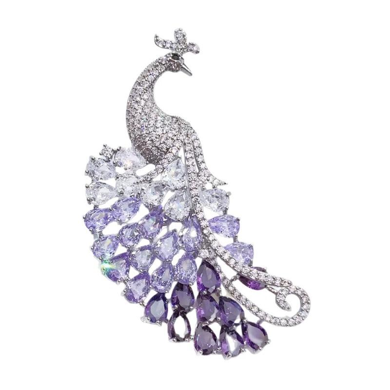 Gradual Purple Crystal Peacock Brooch - High-end, Personalized, Elegant and Luxurious Design Brooch
