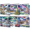 6Pcs Christmas Tree DIY Diamond Painting Card Rhinestone Painting Card Kit Diamond Painting Greeting Card for Adults Beginners
