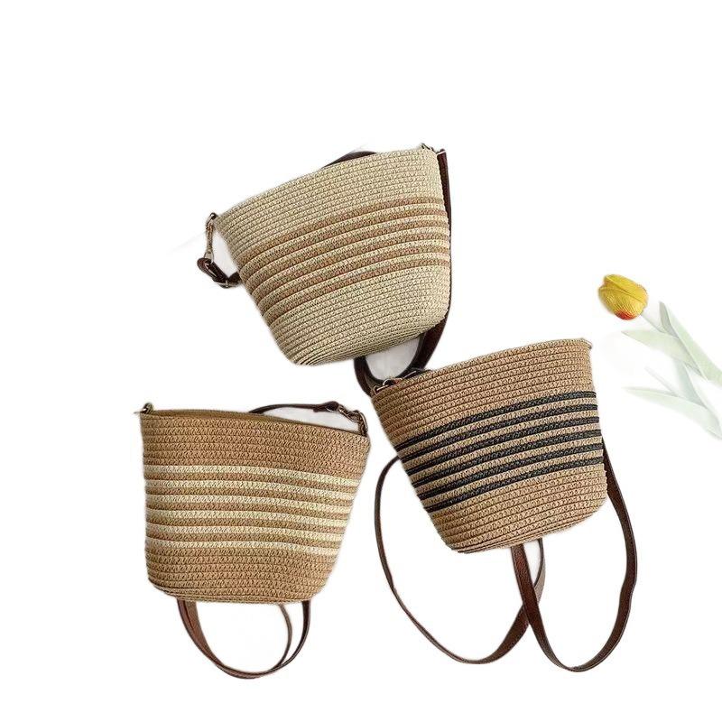 French-Style Woven Beach Tote - Versatile Single Shoulder Bag