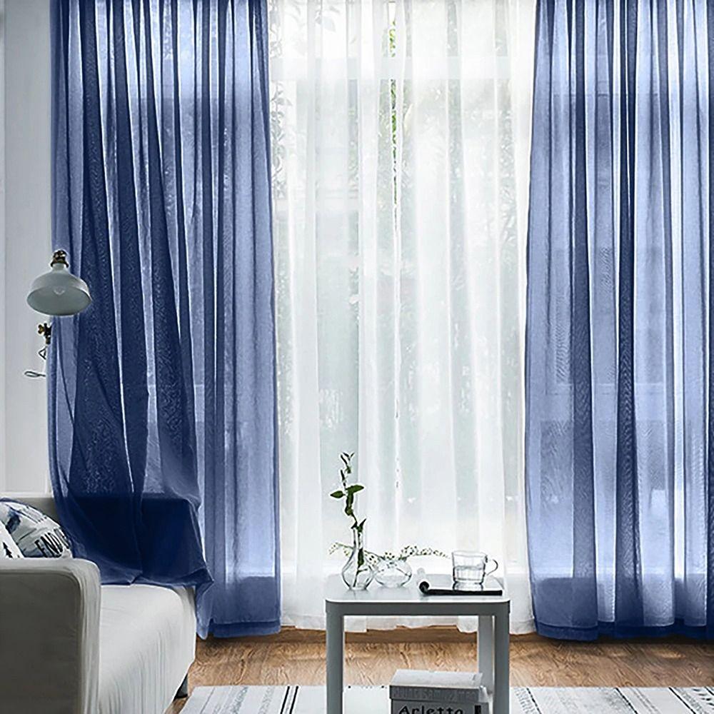 1/2Pcs Rod Pocket Voile Sheer Curtain Door Drape Shades Living Room Bedroom Kitchen Decoration
