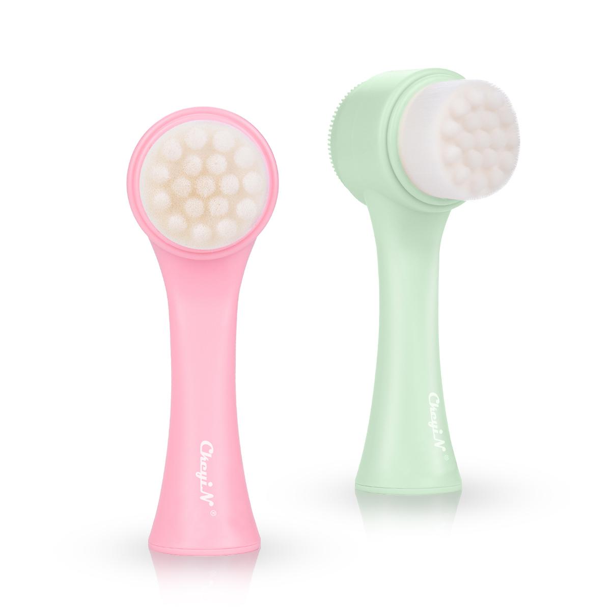 

CkeyiN Двусторонний силиконовая чистка лица Чистка лица Очиститель для лица Удаление угрей Удаление пор Отшелушивающий крем для носа Скраб Щетка Уход за кожей