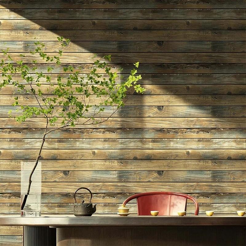 Distressed Wood Wallpaper Self-Adhesive Vinyl Peel and Stick Contact Paper Wood Wall Paper Shelf Home Decoration Kitchen Counter