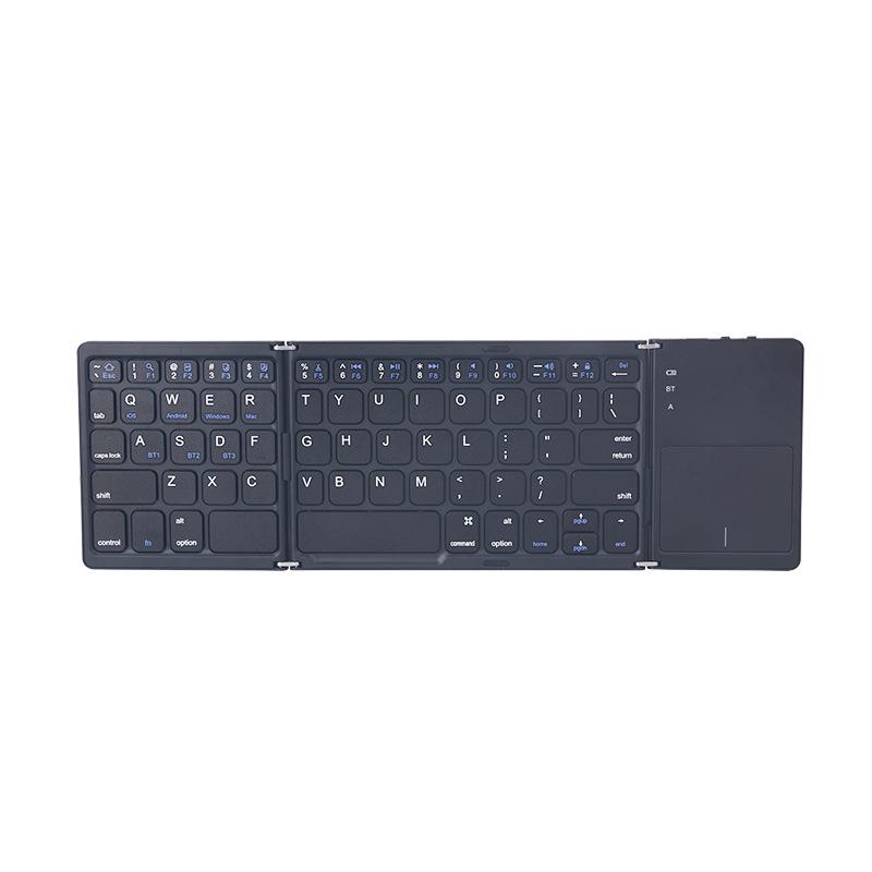 B033 Tri-Fold Bluetooth Keyboard with Touchpad - Multi-System Compatible for Tablets and Laptops