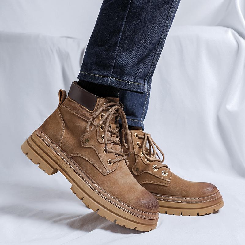 Brown casual men's boots Trendy and versatile design styles Outdoor leisure party  office motorcycle adult Hot selling shoes