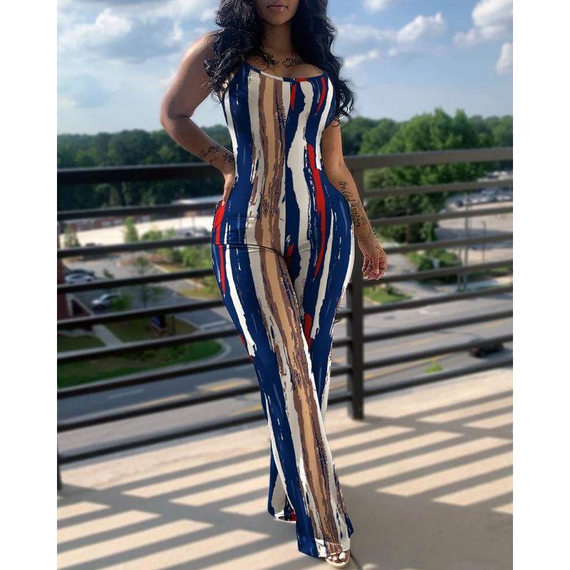 Slim Print Suspender Jumpsuit Fashion Temperament Slim Fit Print Sling Jumpsuit Women Clothes