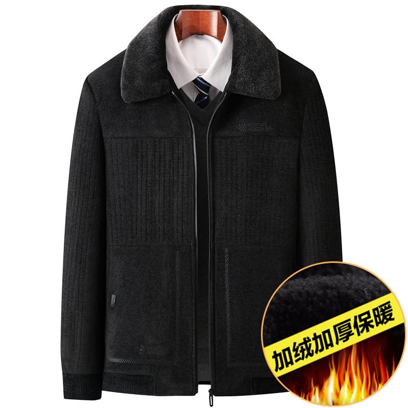 Dad’s Chenille Cotton Jacket - Middle-aged Men's Winter Coat with Velvet Lining