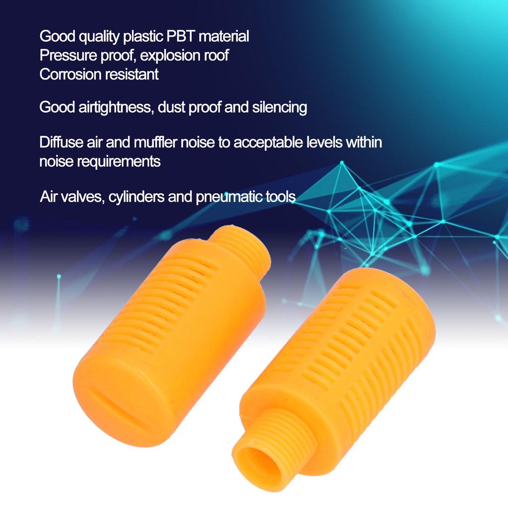 Plastic Pneumatic Muffler Line Control Exhaust Silencer Compressor Fitting Orange