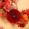Chinese New Year Wreath Blessing Pendant Artificial Garland Window Decoration for Home Spring Festival Party
