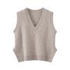 Women's Wool V-neck Diamond Pattern Knit Vest - Versatile Loose Sleeveless Cardigan for Autumn/Winter