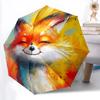1pc Fox Artwork Automatic Folding Umbrella - 8-Rib Compact Travel Umbrella Durable & Portable for Outdoor Use, Perfect Gift for Birthdays084