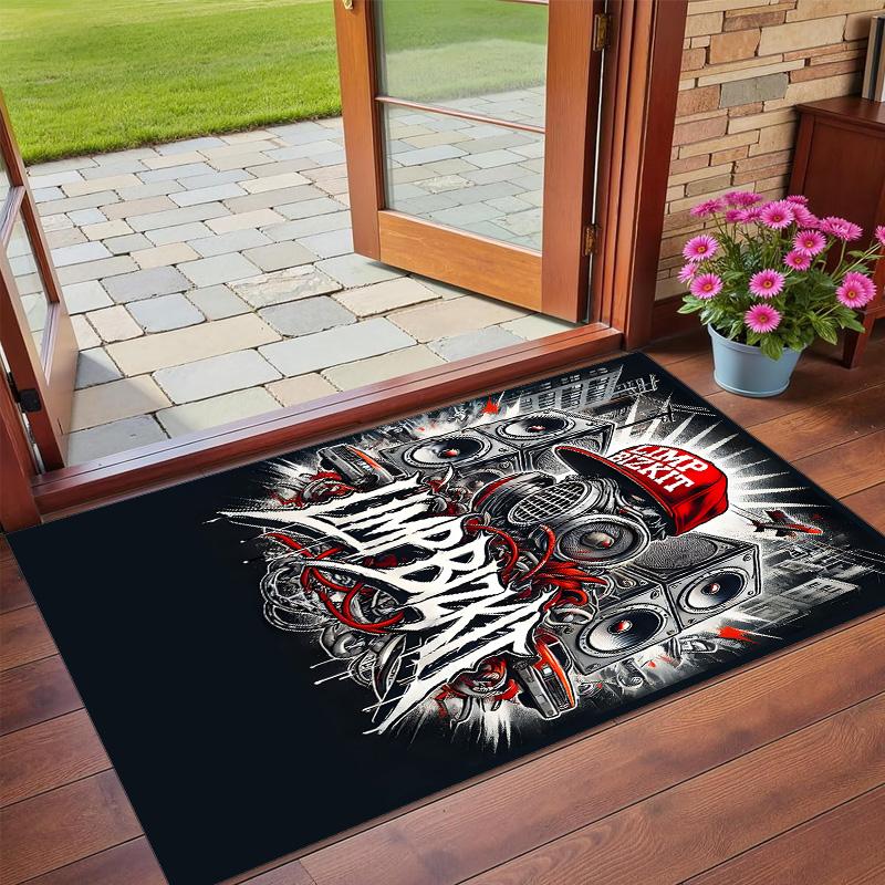 Anti‑Slip Crystal Velvet Floor Rug, Limp Bizkit Design Carpet for Indoor Living Bedroom Home Decoration