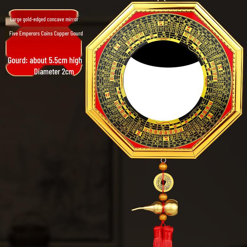Gold Edge Compass Bagua Mirror for Door/Window Hanging