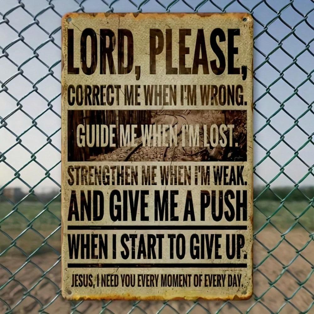 Vintage Lord Please Metal Sign 12x8 Inch Rust Proof Religious Wall Plaque Home Garage Decor Inspirational Gifts