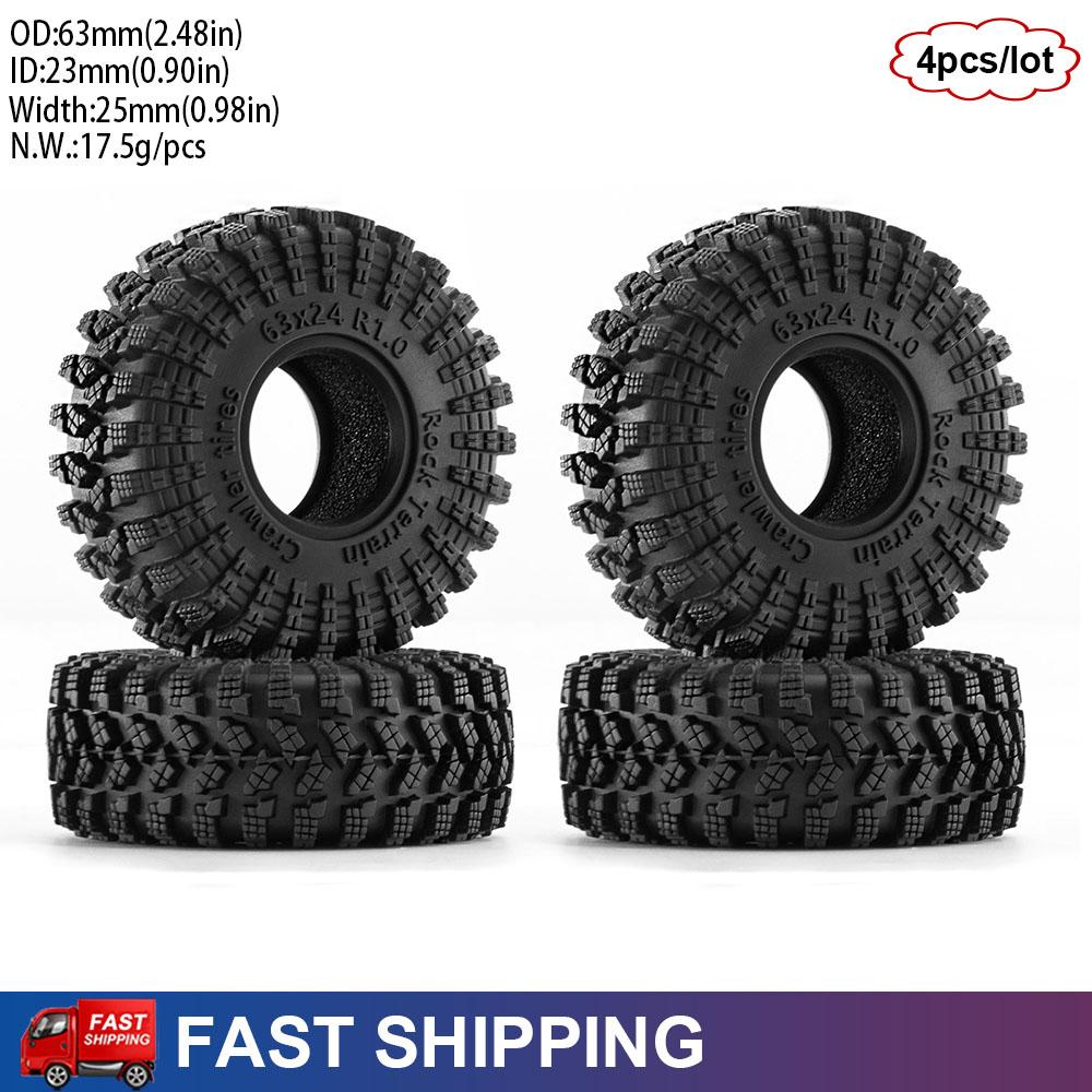 4PCS 1.0" RC Crawler Car Rubber Wheel Tires for 1/18 Traxxas TRX4M 1/24 Axial SCX24 FMS AX24 FCX24 Ascent-18 Upgrade Parts