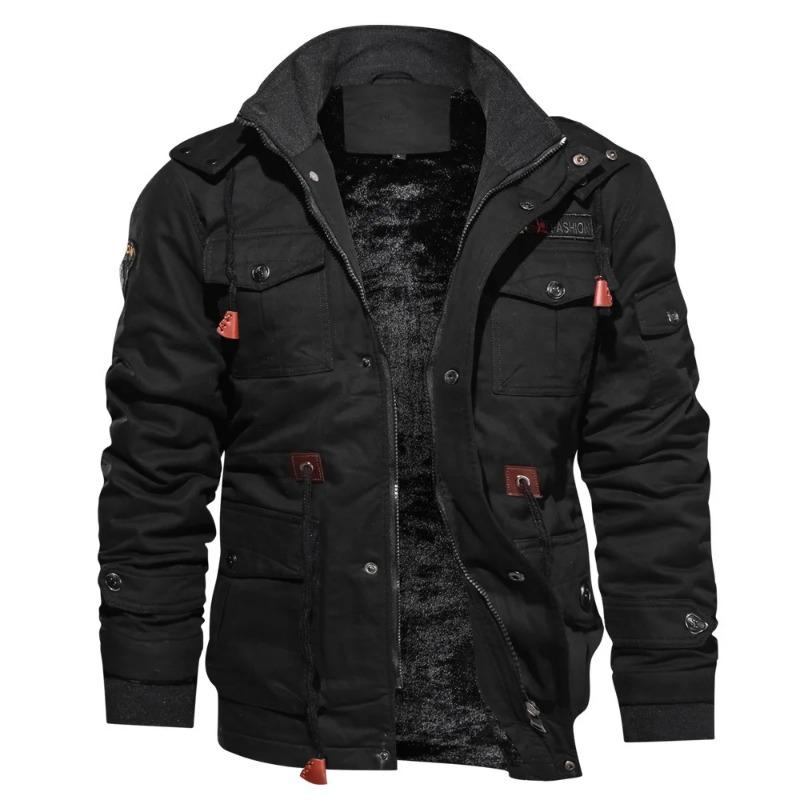 Autumn Winter Men's Warm Jacket Jacket Multi-pocket Zipper Lapels Thickened Cotton-padded Jacket Military Pilot Jacket