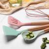 Colorful 11-Piece Silicone Kitchen Utensil Set with Wooden Handles