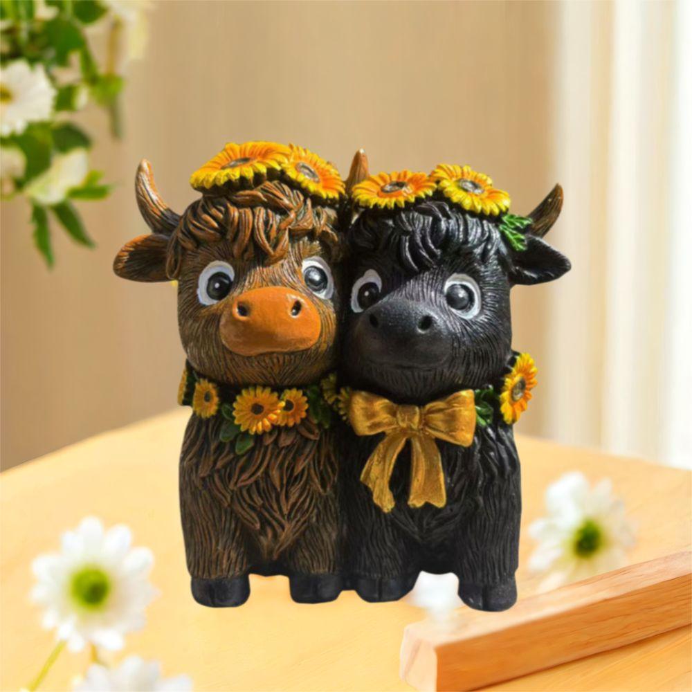Funny Scottish Cow Statue Resin Calf Lovers Gifts Highland Cow Figurines  Table Decor