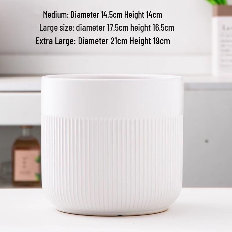 Nordic White Ceramic Flower Pot with Tray - Large & Extra Large for Pothos & Succulents