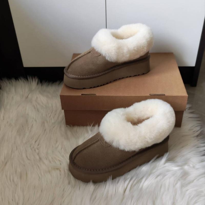 2025 autumn and winter women's fur integrated snow boots short boots thick-soled heightening short boots hooked fashion snow boots