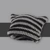 Y2K Women's Christmas Red Green Slouchy Beanies Crochet Acrylic Cotton Cap 3D Embroidered Demon Devil Cat Fox Ear Knitted Stripe