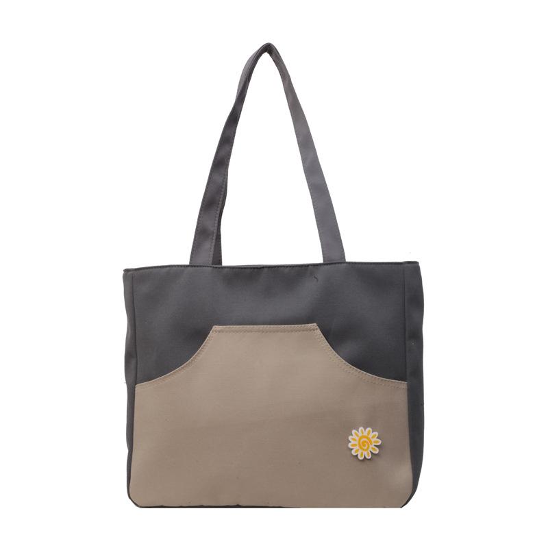 

Контрастная женская сумка-тоут большой емкости, легкая студенческая сумка через плечо серый