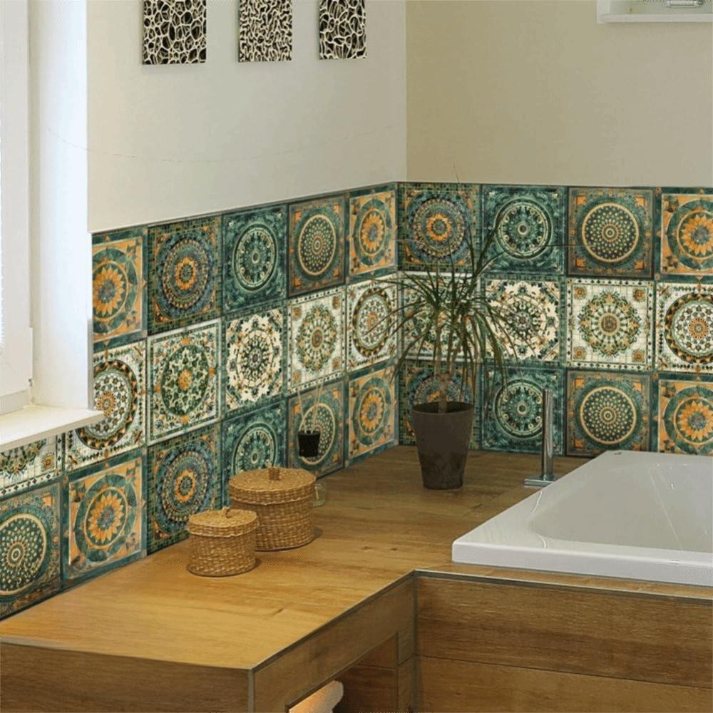10Pcs Waterproof Backsplash Tile Stickers Multicolor Design Tile Decals  Bathroom Decor